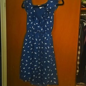 BCBGeneration blue with white horse ruffle collar summer dress
